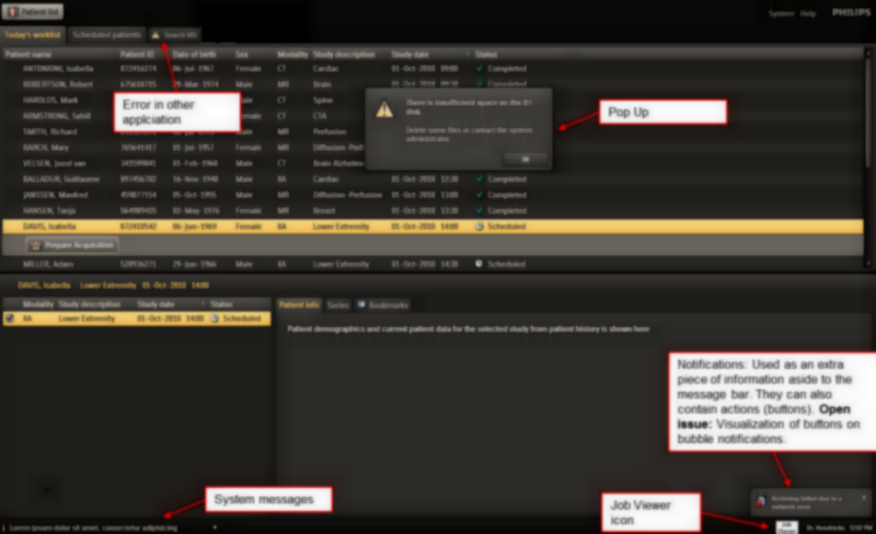 UI of the medical platform